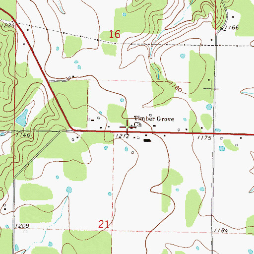 Topographic Map of Timber Grove Church, OK