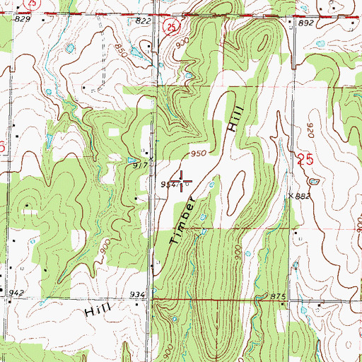 Topographic Map of Timber Hill, OK