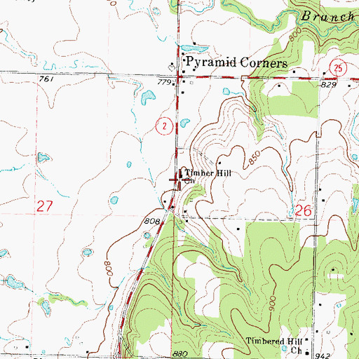 Topographic Map of Timber Hill Church, OK