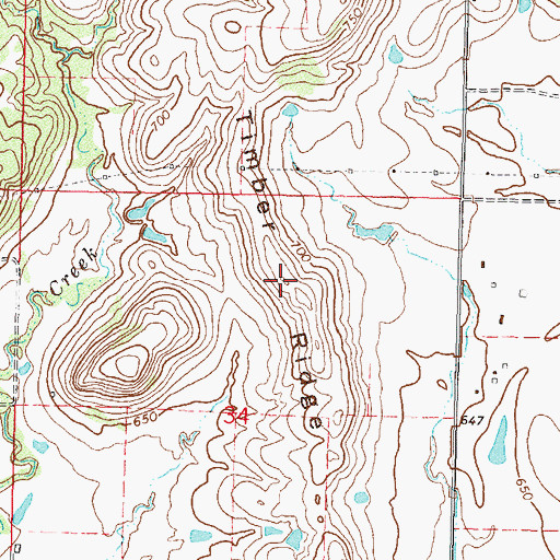 Topographic Map of Timber Ridge, OK