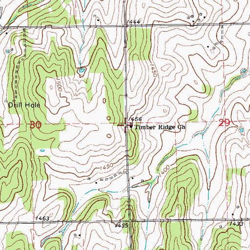 Topographic Map of Timber Ridge Church, OK