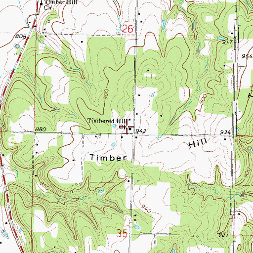 Topographic Map of Timbered Hill Church, OK