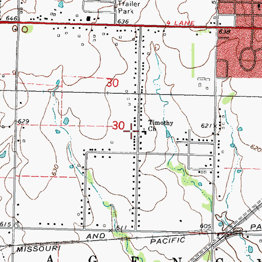 Topographic Map of Timothy Church, OK