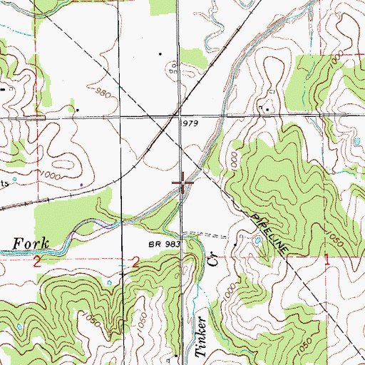 Topographic Map of Tinker Creek, OK
