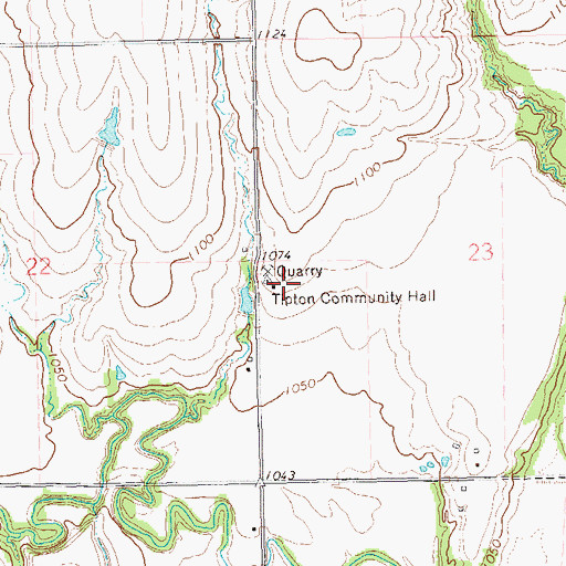 Topographic Map of Tipton Community Hall, OK
