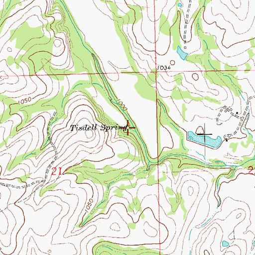 Topographic Map of Tisdell Spring, OK