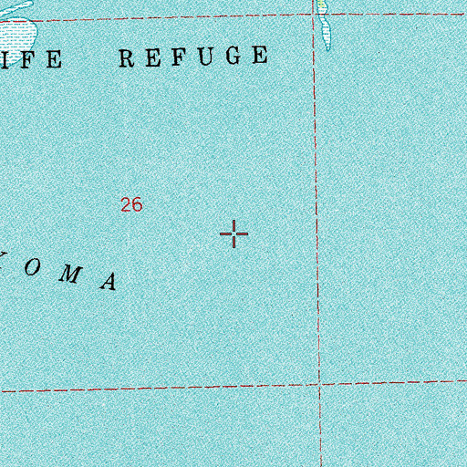 Topographic Map of Tishomingo National Wildlife Refuge, OK