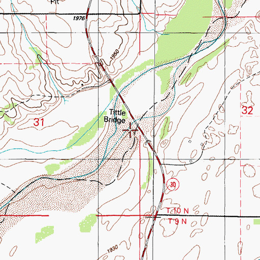 Topographic Map of Tittle Bridge, OK