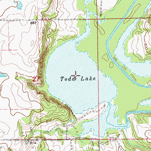 Topographic Map of Todd Lake, OK