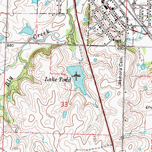 Topographic Map of Lake Todd, OK
