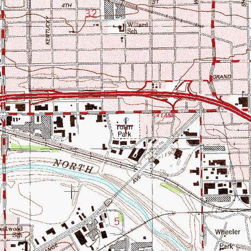 Topographic Map of Tolan Park, OK