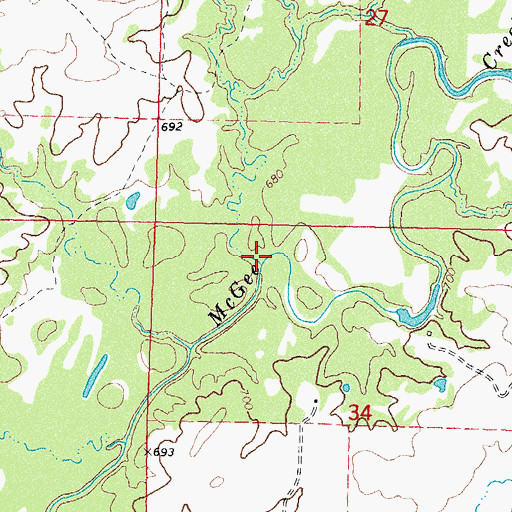 Topographic Map of Tommy Bond Branch, OK
