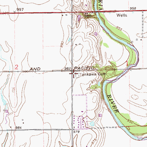 Topographic Map of Tonkawa Cemetery, OK
