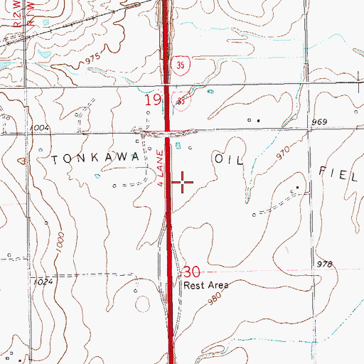 Topographic Map of Tonkawa Oil Field, OK