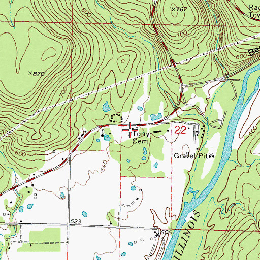 Topographic Map of Tony Cemetery, OK