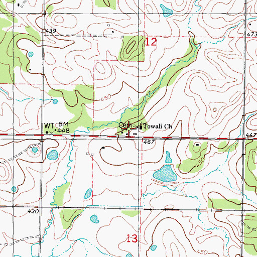 Topographic Map of Tohwali United Methodist Church, OK