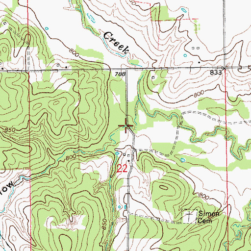 Topographic Map of Townley Hollow, OK