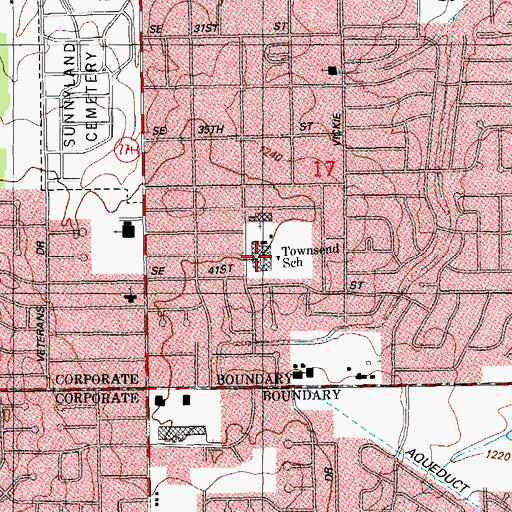 Topographic Map of Townsend Elementary School, OK
