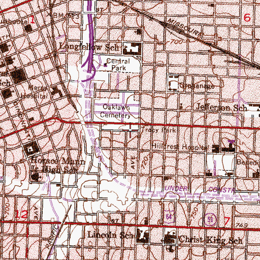 Topographic Map of Tracy Park, OK