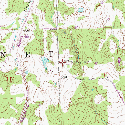 Topographic Map of Tribbey Cemetery, OK