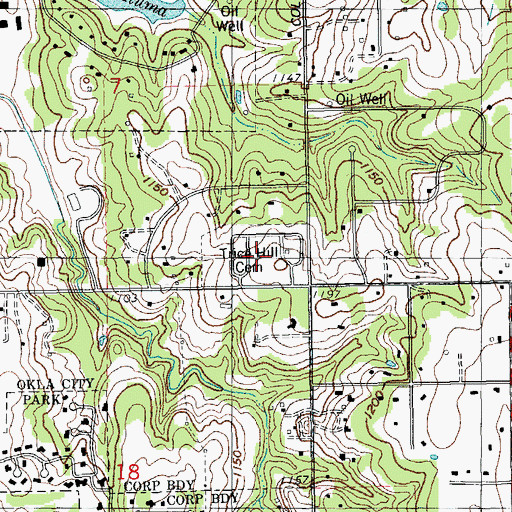 Topographic Map of Trice Hill Cemetery, OK