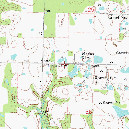 Topographic Map of Trinity Church, OK