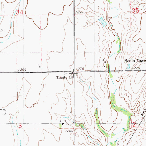 Topographic Map of Trinity Church, OK
