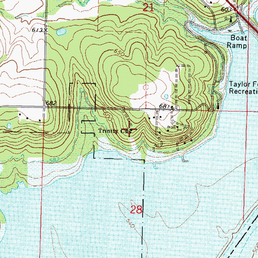 Topographic Map of Trinity Church, OK