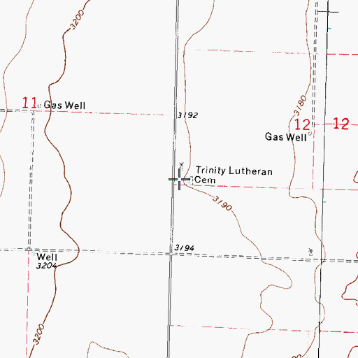 Topographic Map of Trinity Lutheran Cemetery, OK