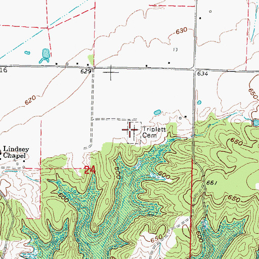 Topographic Map of Triplett Cemetery, OK
