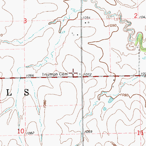 Topographic Map of Triumph Cemetery, OK