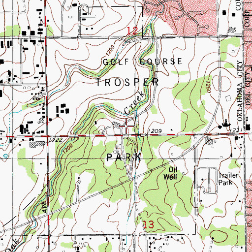 Topographic Map of Trosper Park, OK