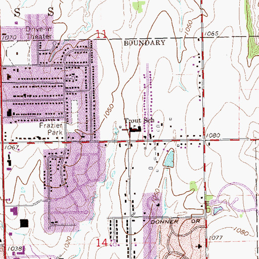 Topographic Map of E M Trout Elementary School, OK