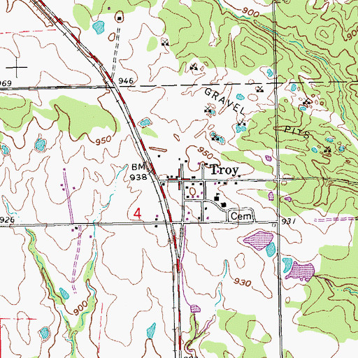 Topographic Map of Troy, OK