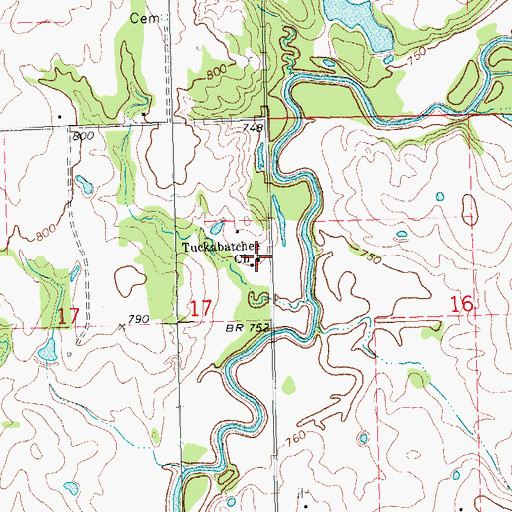 Topographic Map of Tuckabatchee Church, OK