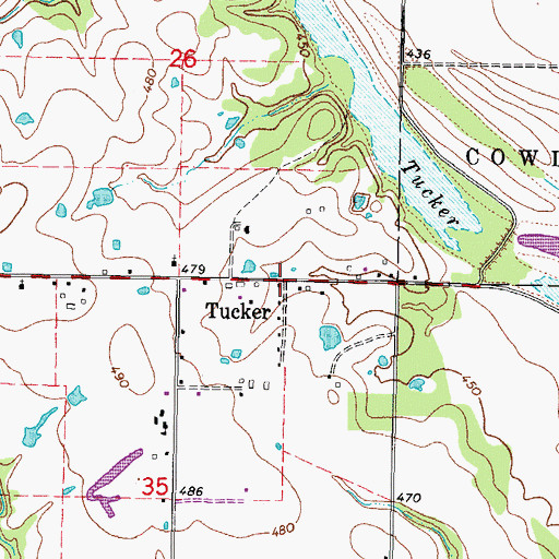 Topographic Map of Tucker, OK