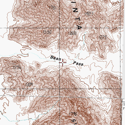 Topographic Map of Bean Pass, AZ