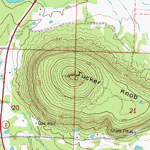 Topographic Map of Tucker Knob, OK