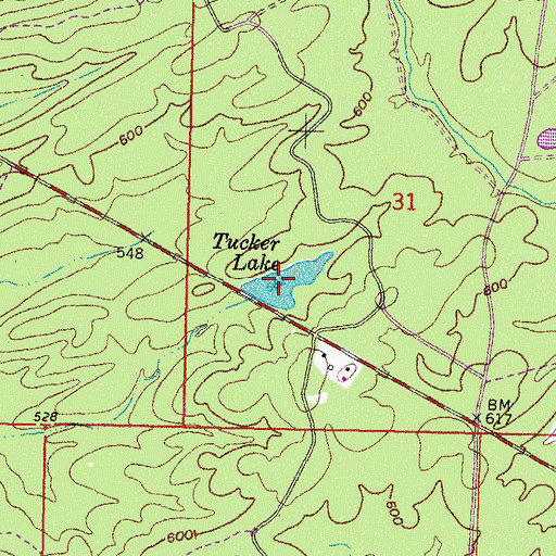 Topographic Map of Tucker Lake, OK