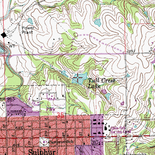 Topographic Map of Tull Crest Lake, OK