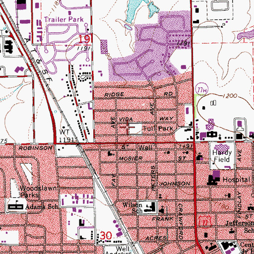 Topographic Map of Tull Park, OK