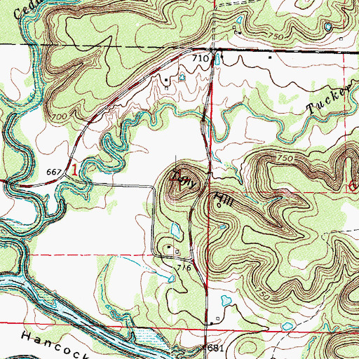 Topographic Map of Tully Hill, OK