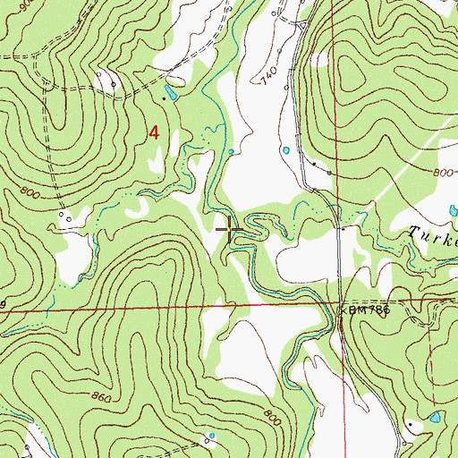 Topographic Map of Turkey Creek, OK