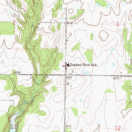 Topographic Map of Turkey Ford Elementary School, OK