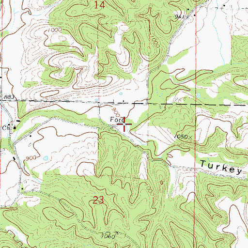 Topographic Map of Turkey Hollow, OK