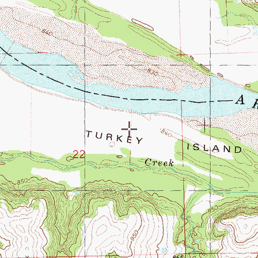 Topographic Map of Turkey Island, OK