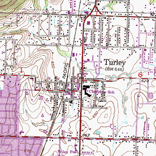 Topographic Map of Turley, OK
