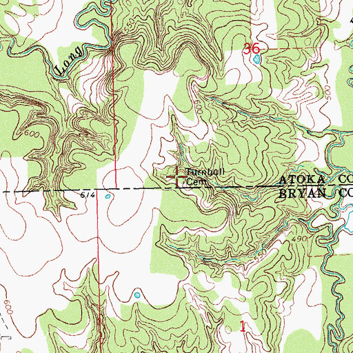 Topographic Map of Turnbull Cemetery, OK