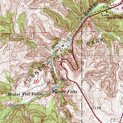 Topographic Map of Turner Falls Park, OK