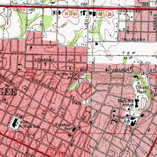 Topographic Map of Turner Hill Park, OK